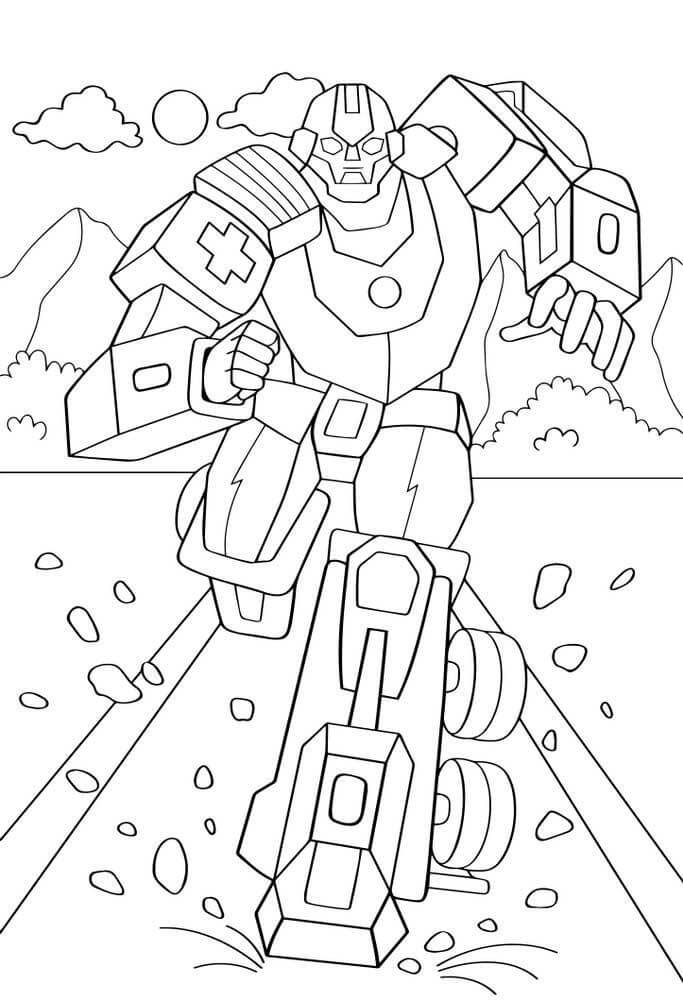 Dibujo de Chico Robot Genial Corriendo para Colorear y Imprimir