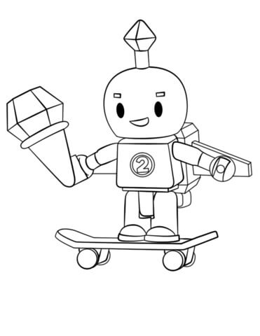 Dibujo de Chico Robot Jugando Patineta para Colorear y Imprimir