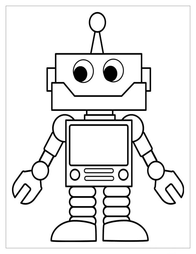 Dibujo de Chico Robot Sonriendo para Colorear y Imprimir
