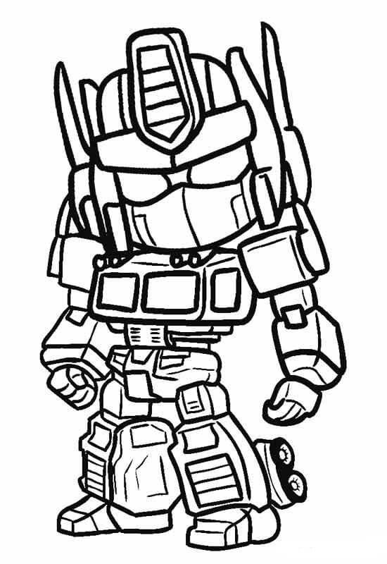 Dibujo de Robot Chibi Optimus para Colorear y Imprimir
