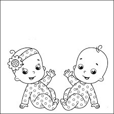 Dibujo de Bebé Niño y Niña para Colorear y Imprimir
