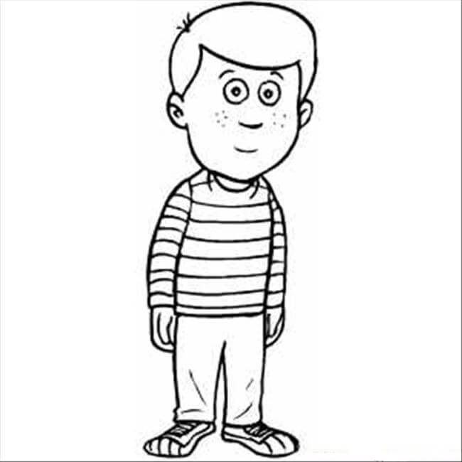 Dibujo de Chico de Pie para Colorear y Imprimir