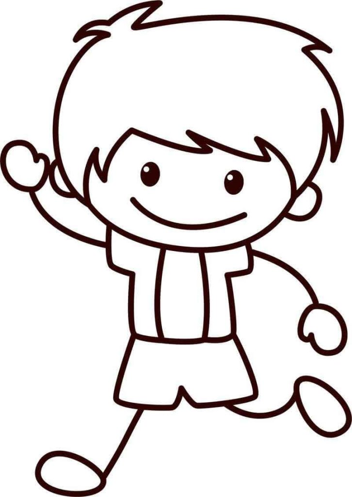 Dibujo de Niño ¡Feliz Niños Escuela para Colorear y Imprimir