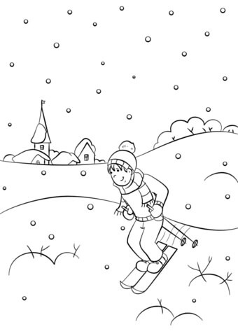 Dibujo de Niño Snowboard para Colorear y Imprimir