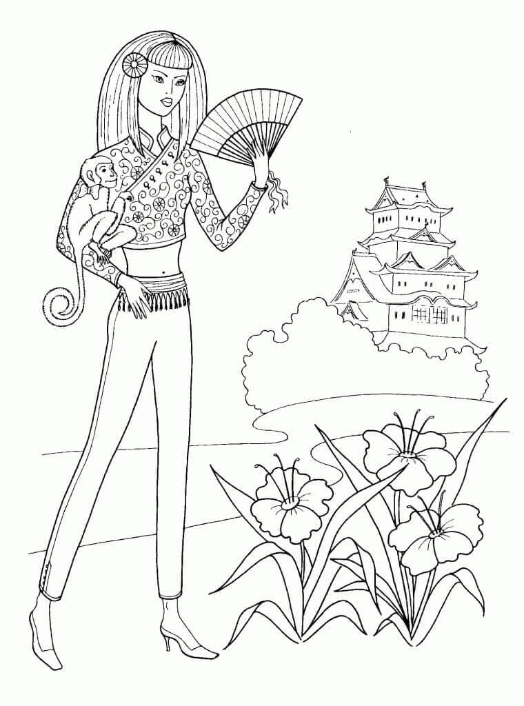 Dibujo de Adolescente China para Colorear y Imprimir