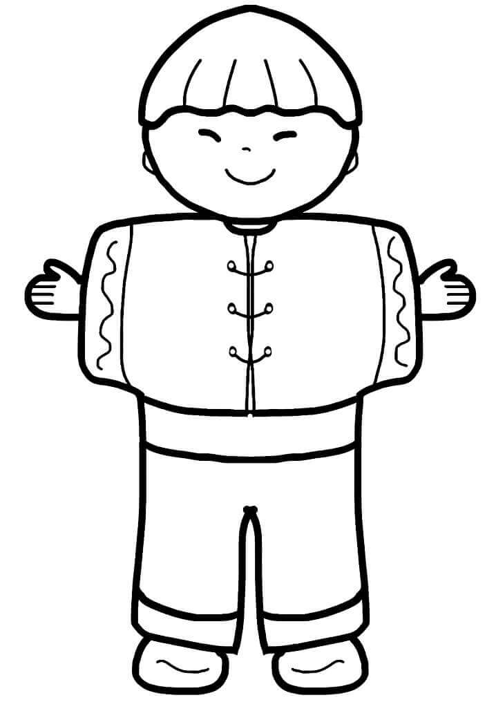 Dibujo de Chico Chino para Colorear y Imprimir