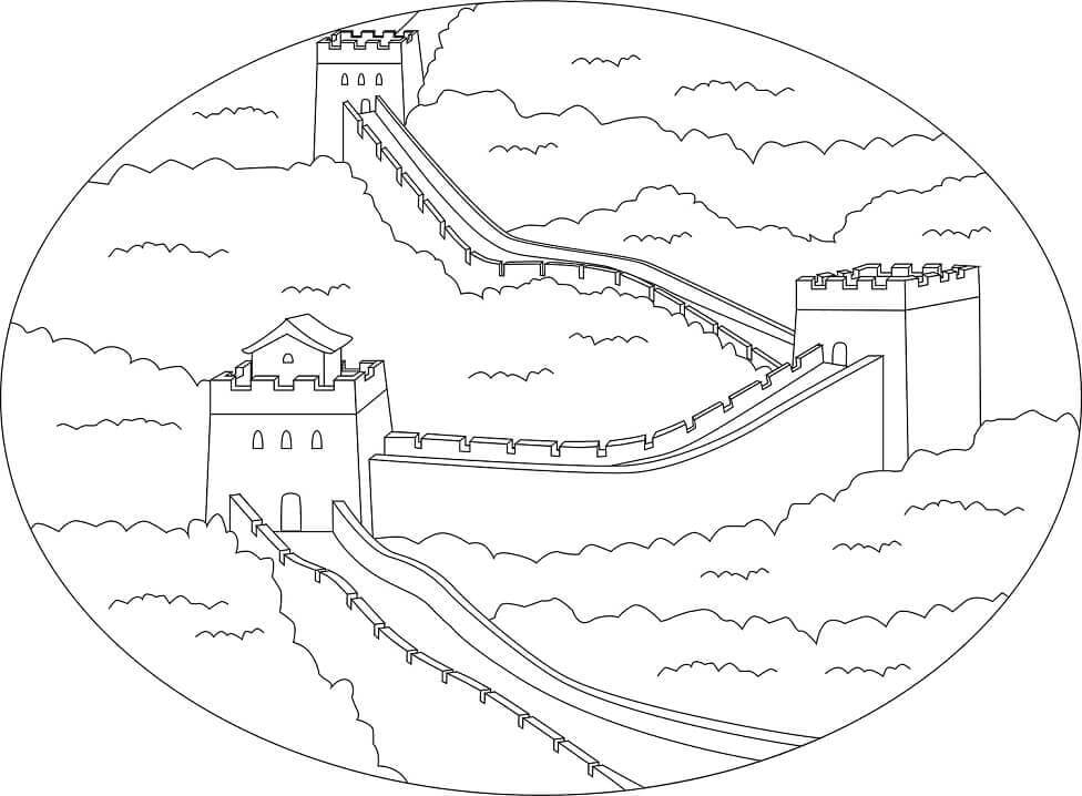 Dibujo de La Gran Muralla China para Colorear y Imprimir