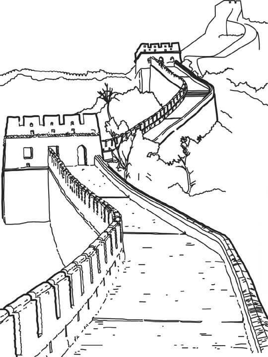 Dibujo de La Gran Muralla de China para Colorear y Imprimir
