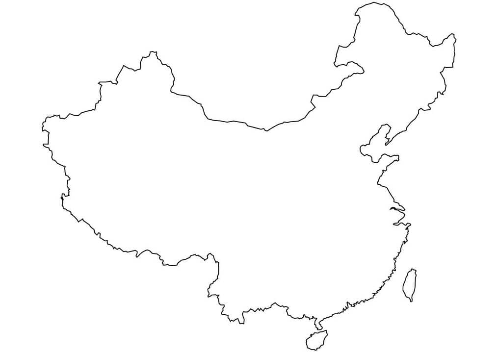 Dibujo de Mapa de Contorno En Blanco de China para Colorear y Imprimir