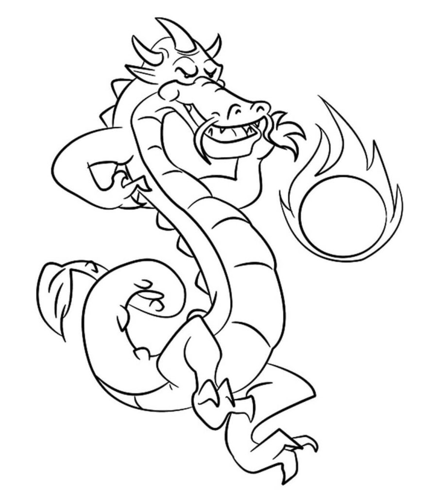 Dibujo de Poderoso Dragón Chino para Colorear y Imprimir