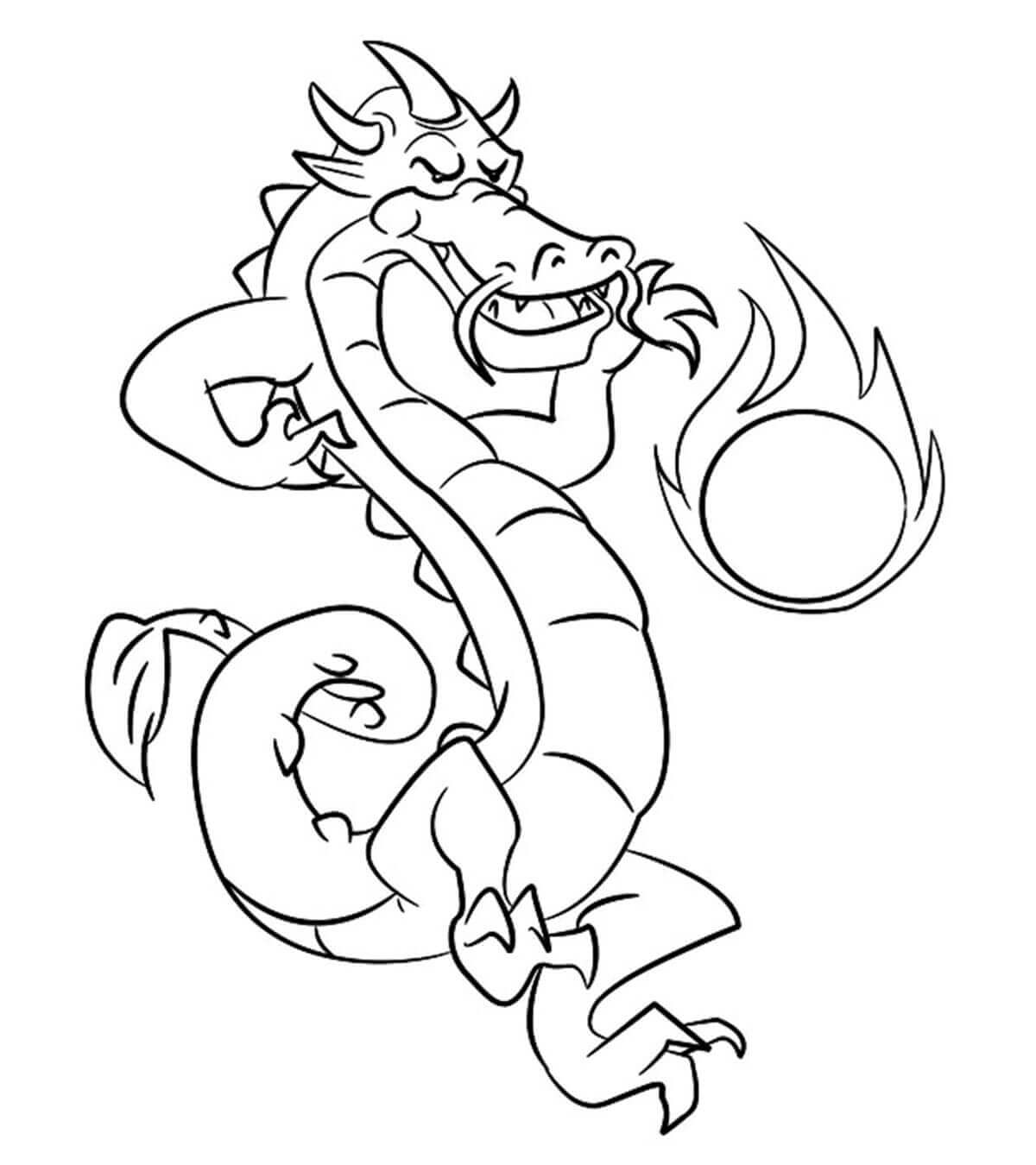 Dibujo de Poderoso Dragón Chino para Colorear y Imprimir