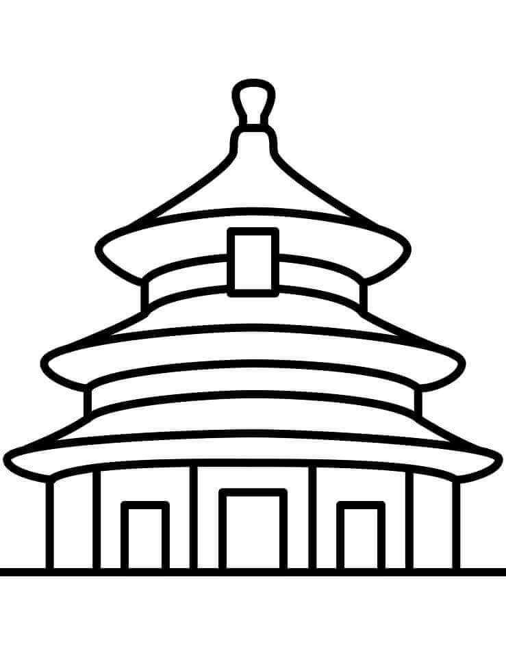 Dibujo de Templo Del Cielo En Beijing para Colorear y Imprimir