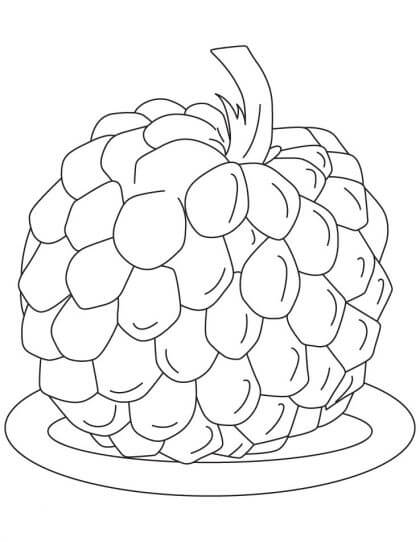 Dibujo de Guanábana Está En El Plato para Colorear y Imprimir