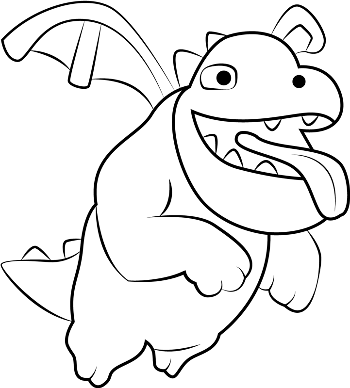 Dibujo de Bebé Dragón Volando 2 para Colorear y Imprimir