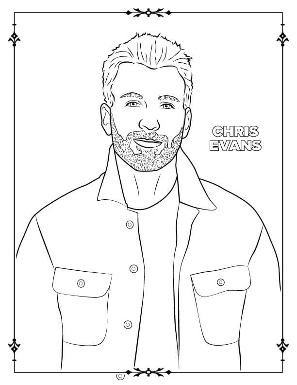 Dibujo de Chris Evans Sonriendo para Colorear y Imprimir