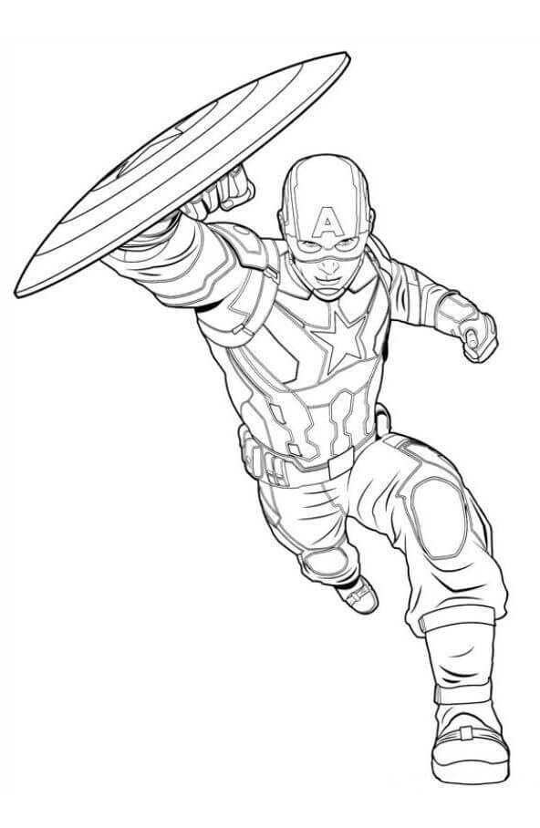 Dibujo de El Ataque Del Capitán América por Chris para Colorear y Imprimir
