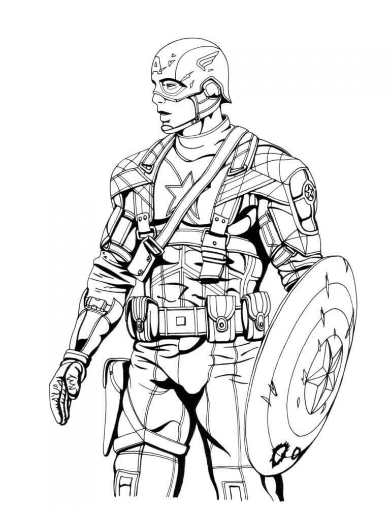 Dibujo de Genial Capitán América de Chris para Colorear y Imprimir