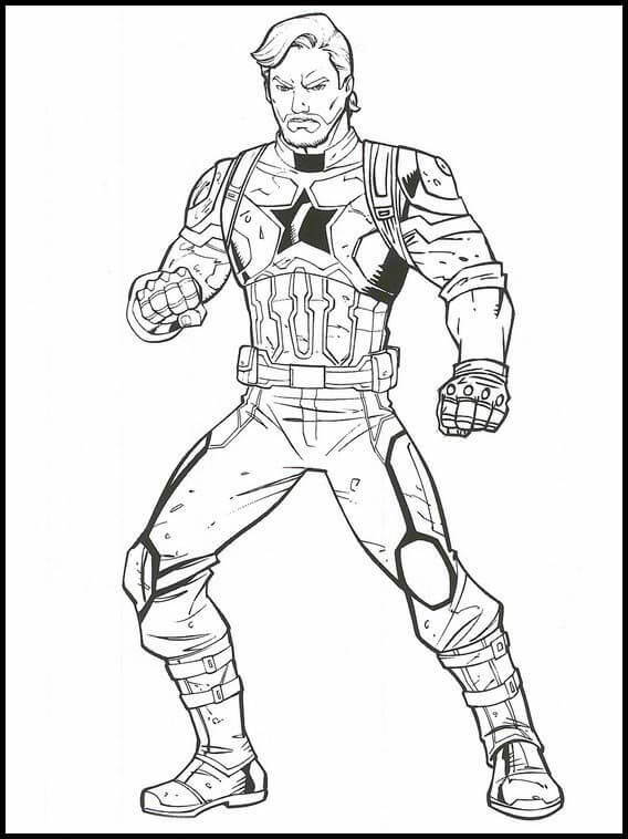 Dibujo de Vengador Endgame Capitán América de Chris Evans para Colorear y Imprimir