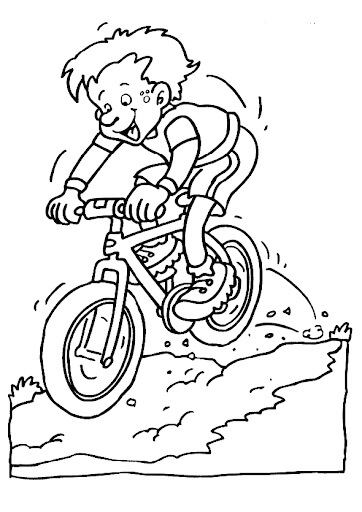 Dibujo de Ciclismo Chico Divertido para Colorear y Imprimir