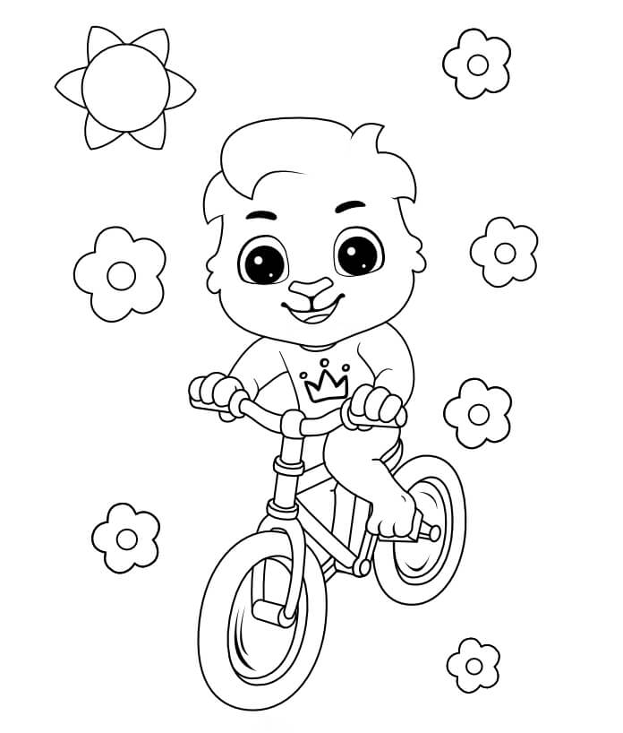 Dibujo de Ciclismo de Dibujos Animados para Colorear y Imprimir