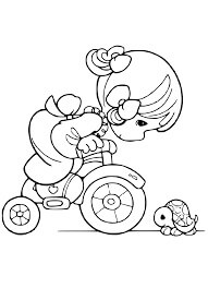Dibujo de Ciclismo Niña y Tortuga para Colorear y Imprimir
