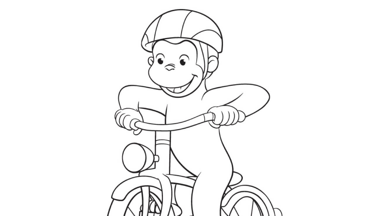 Dibujo de Mono Ciclista para Colorear y Imprimir