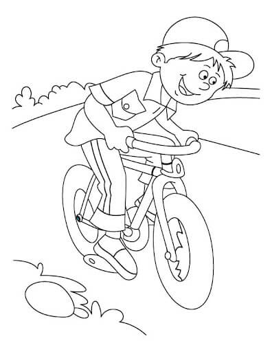 Dibujo de Niño En Bicicleta para Colorear y Imprimir