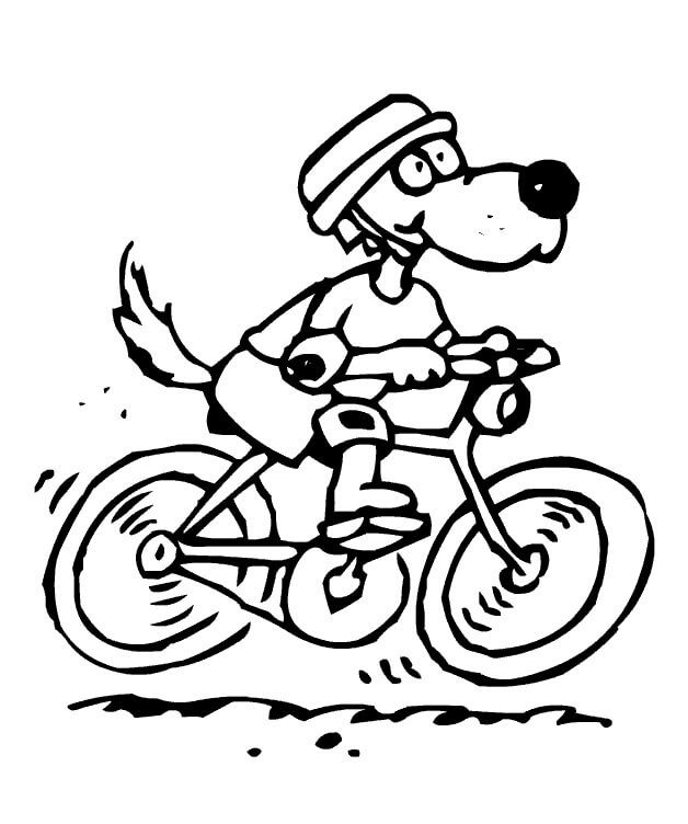 Dibujo de Perro de Ciclismo para Colorear y Imprimir