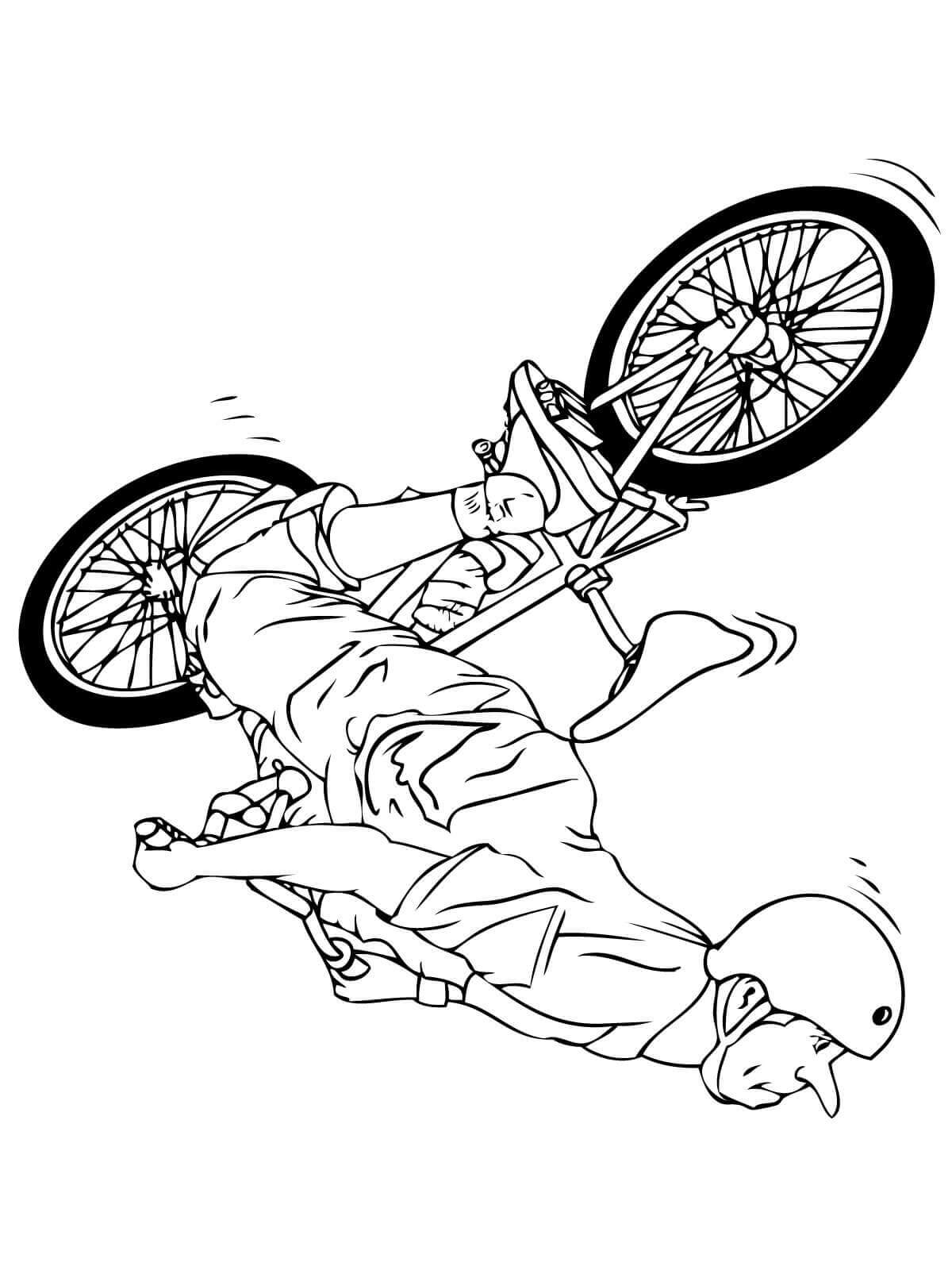 Dibujo de Un Ciclista Cae para Colorear y Imprimir