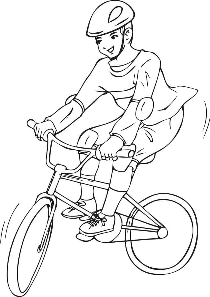 Dibujo de Un Niño Montando Bicicleta para Colorear y Imprimir