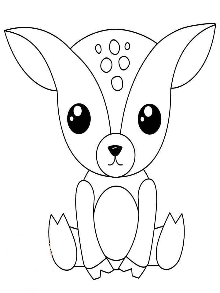 Dibujo de Ciervo Bebé Sentado para Colorear y Imprimir