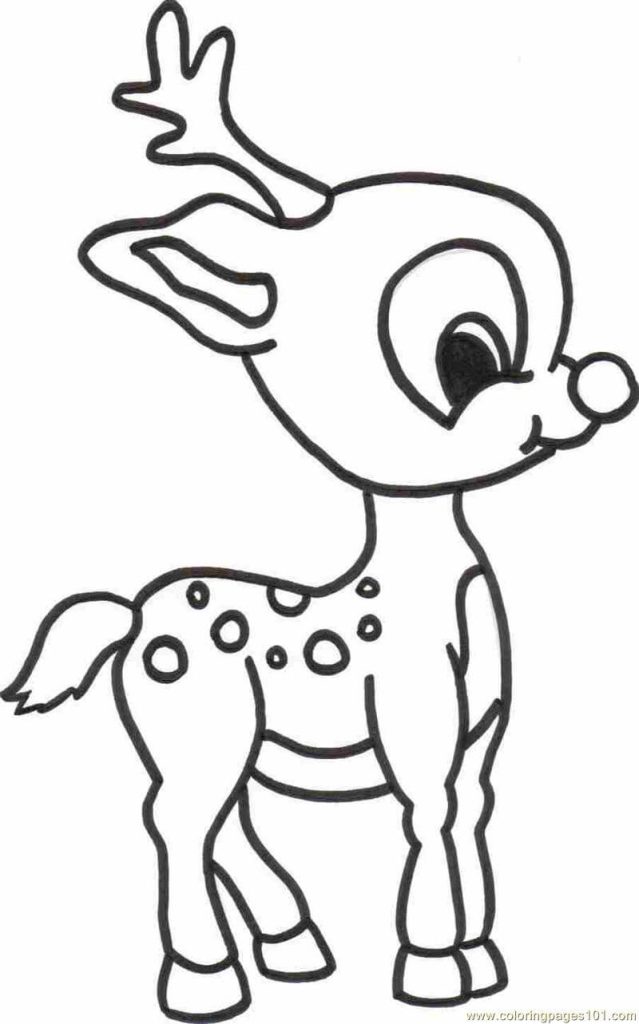 Dibujo de Pequeño Ciervo Sonriendo para Colorear y Imprimir
