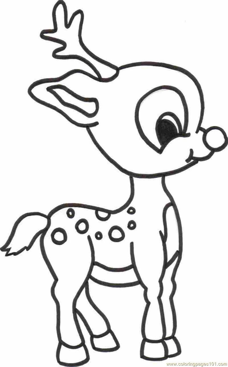 dibujo pequeno ciervo sonriendo para imprimir y colorear