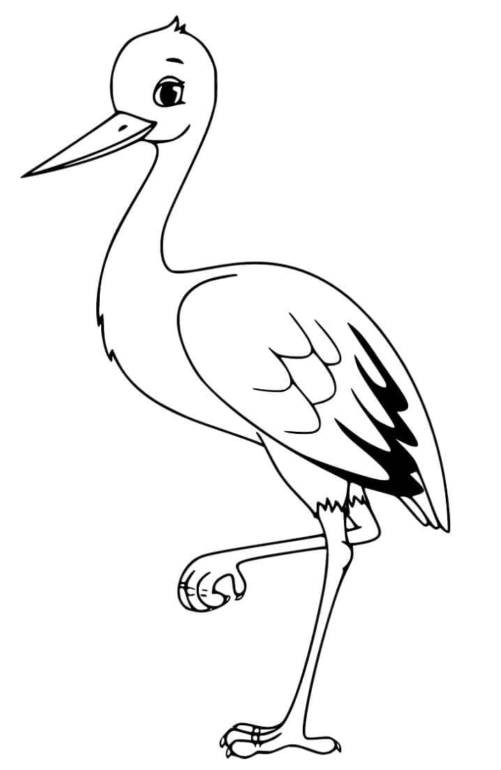 Dibujo de Cigüeña Hermosa para Colorear y Imprimir