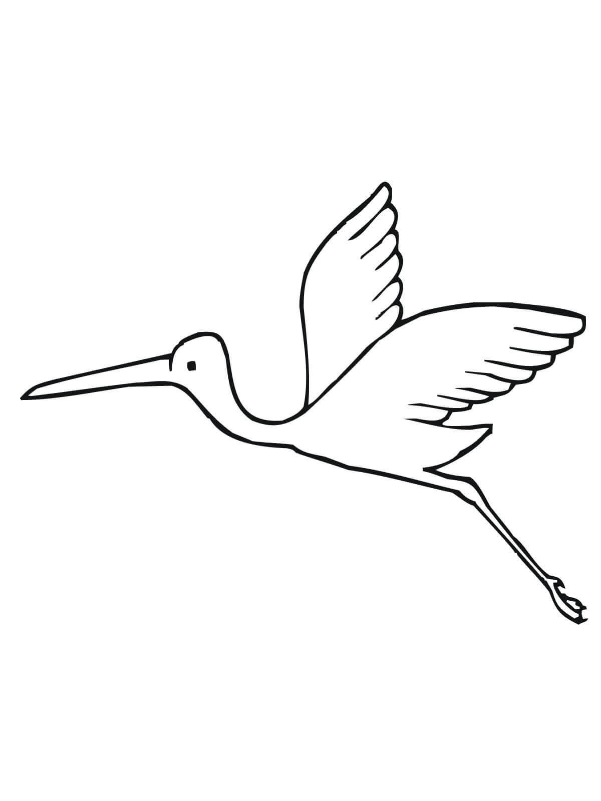 Dibujo de Cigüeña Voladora para Colorear y Imprimir