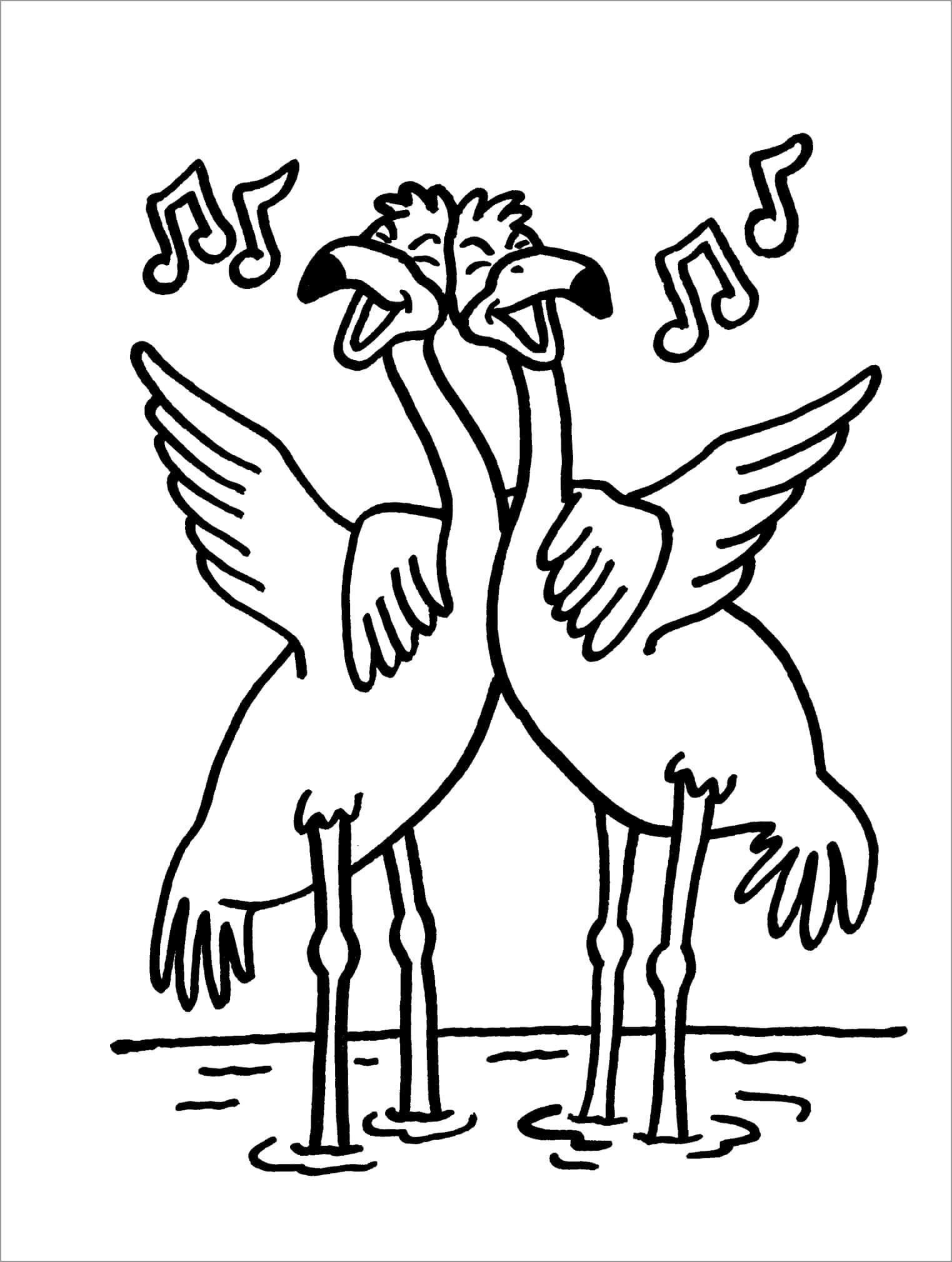Dibujo de dos Cigüeñas Divertidas 1 para Colorear y Imprimir