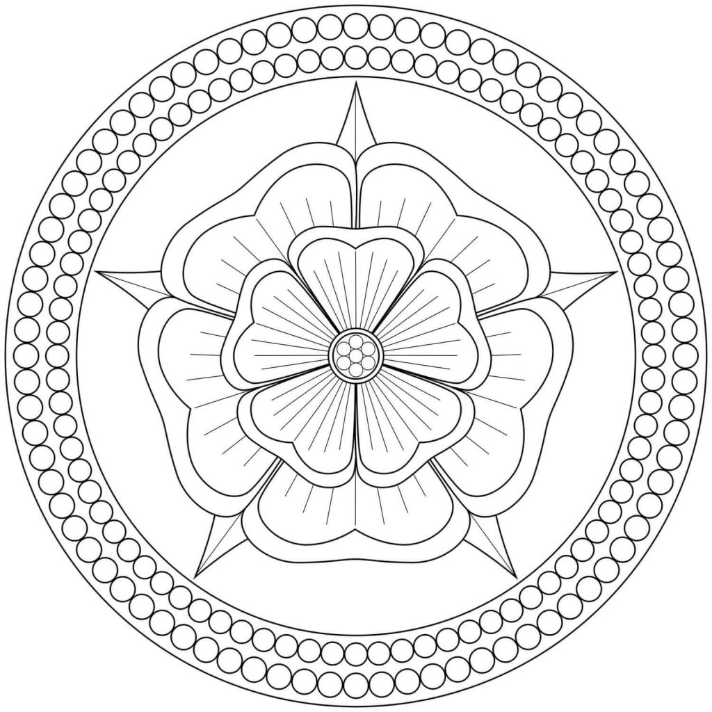 Dibujo de Çiçekler Mándala Çemberi para Colorear y Imprimir
