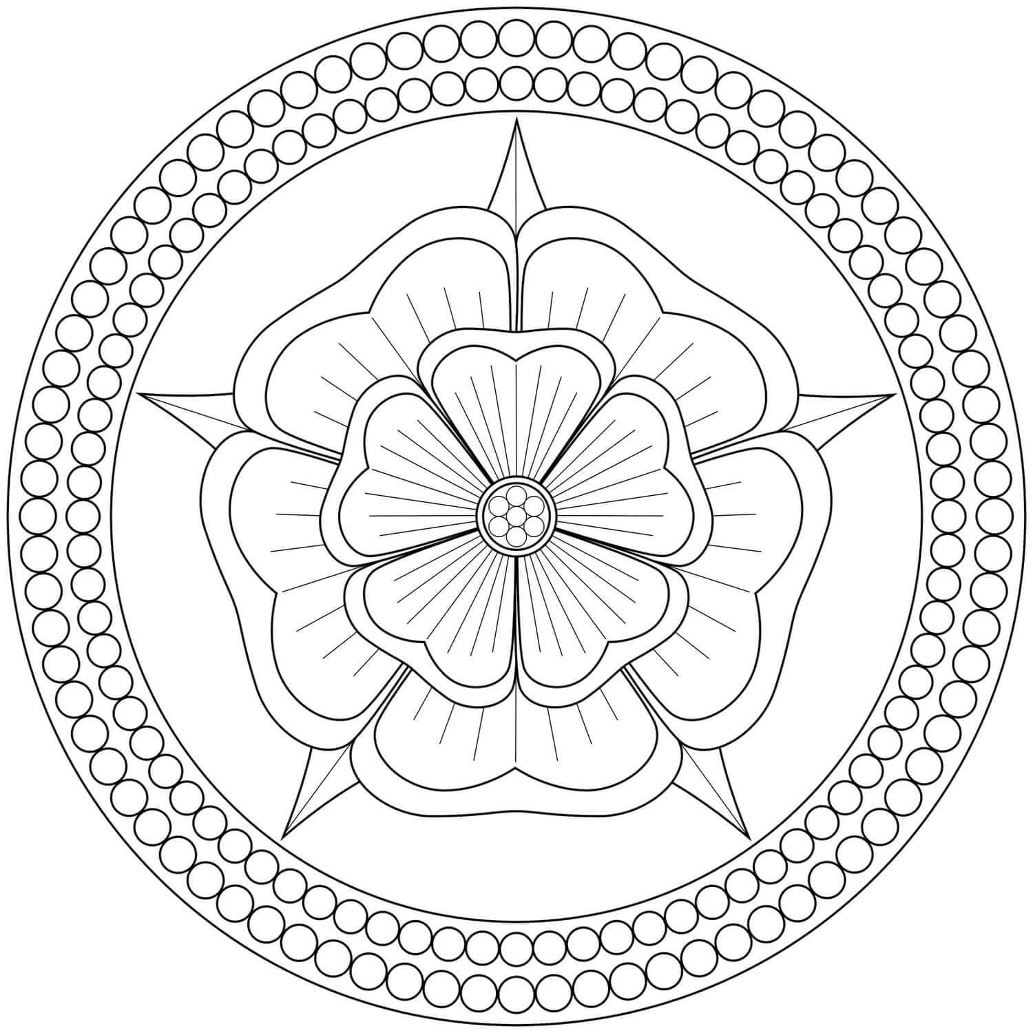 Dibujo de Çiçekler Mándala Çemberi para Colorear y Imprimir
