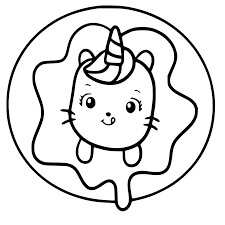 Dibujo de Kedi Tek Boynuzlu Daire para Colorear y Imprimir