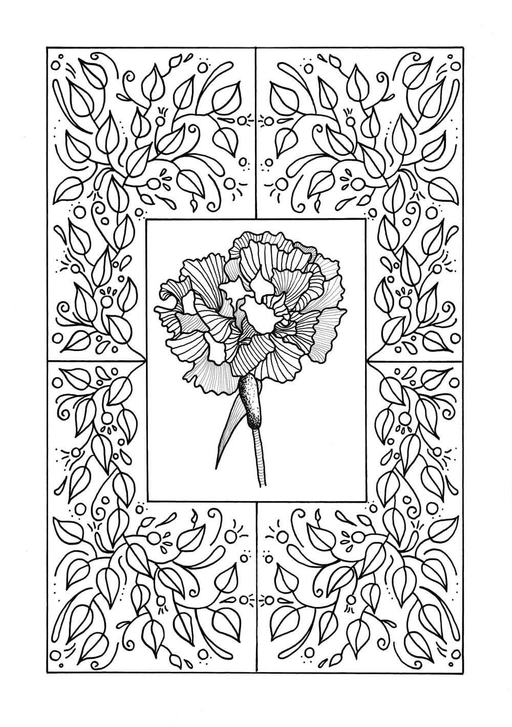Dibujo de Mándala de Clavel para Colorear y Imprimir
