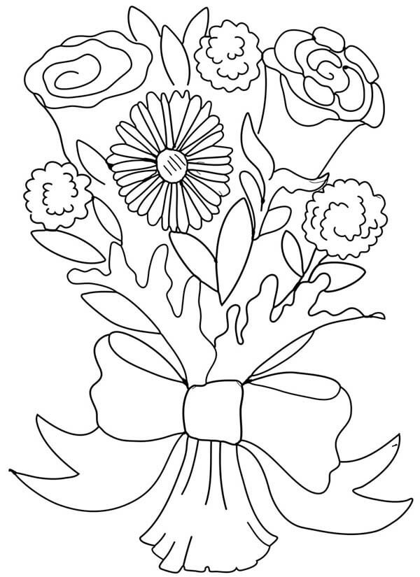 Dibujo de Ramo de Flores de Clavel para Colorear y Imprimir