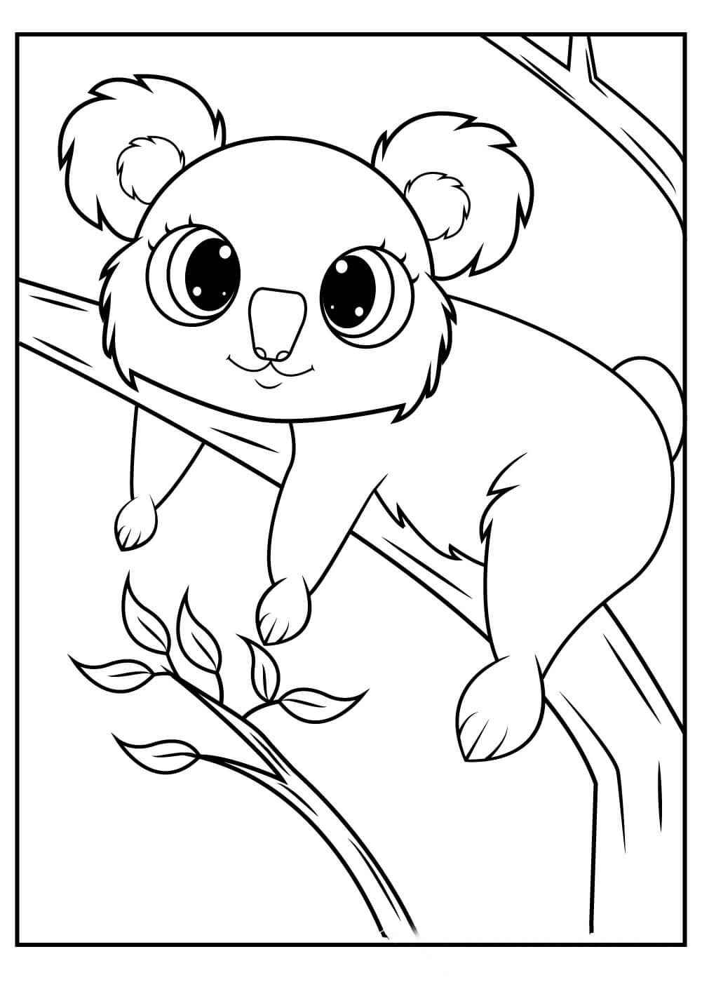 Dibujo de Bonito Koala para Colorear y Imprimir
