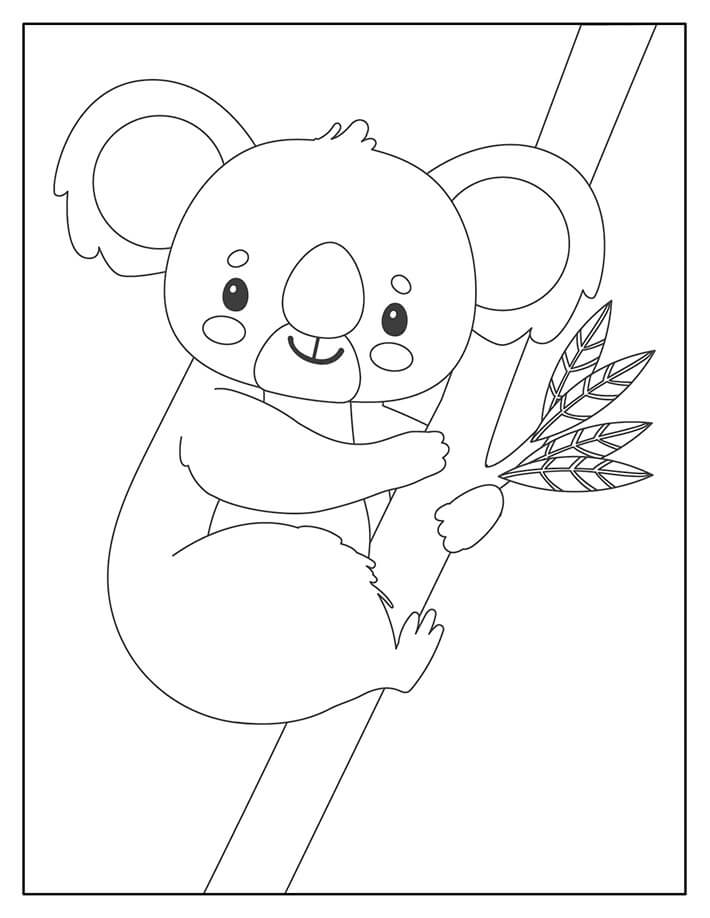 Dibujo de Buen Koala para Colorear y Imprimir