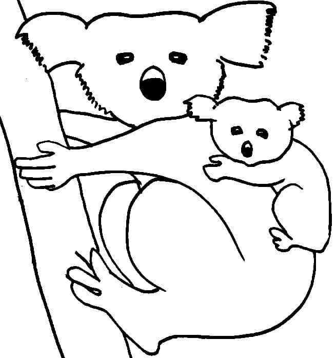Dibujo de Dibujo Madre Koala y Bebé Koala para Colorear y Imprimir