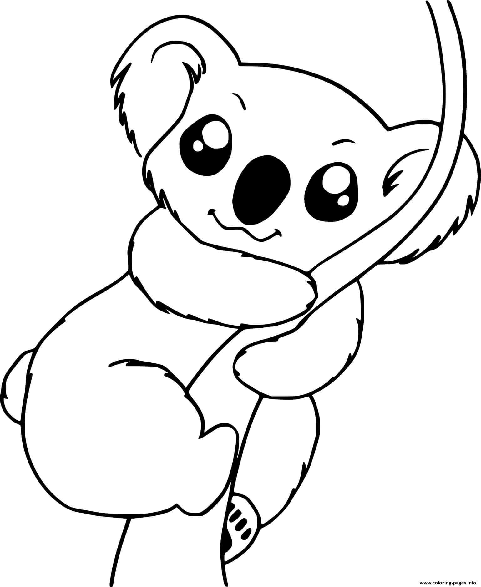 Dibujo de Escalada de Koalas para Colorear y Imprimir