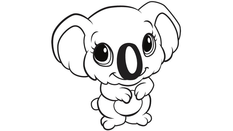 Dibujo de Koala Basíco para Colorear y Imprimir