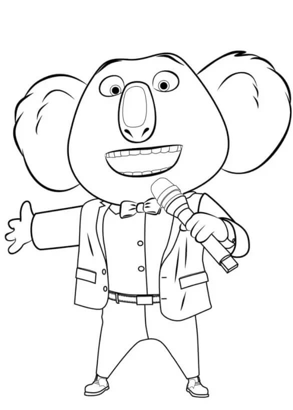 Dibujo de Koala Cantando para Colorear y Imprimir