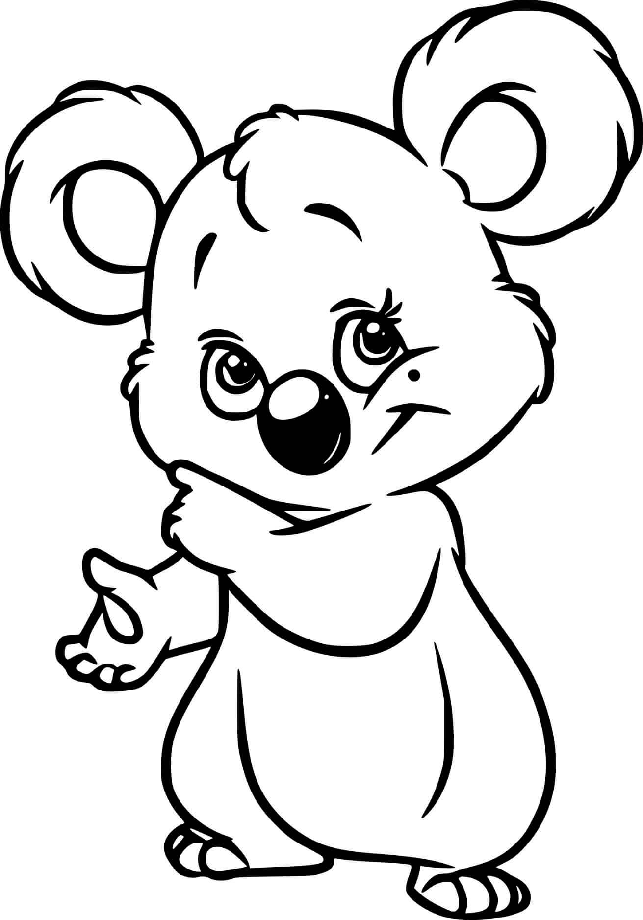 Dibujo de Koala de Dibujos Animados para Colorear y Imprimir