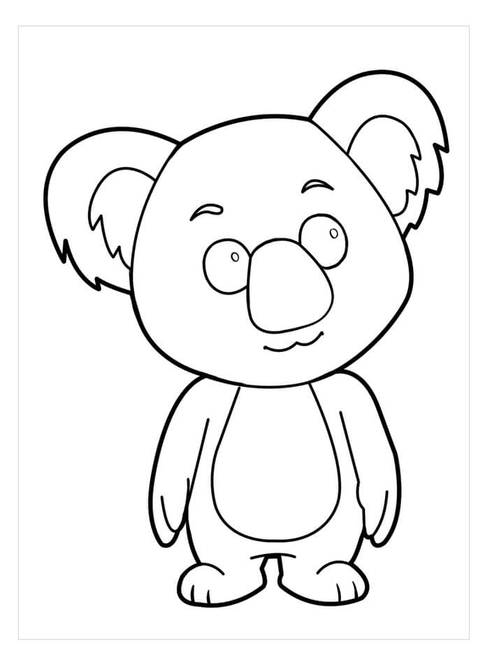 Dibujo de Koala de Pie para Colorear y Imprimir