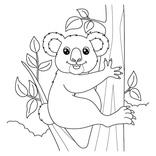 Dibujo de Koala Divertido para Colorear y Imprimir